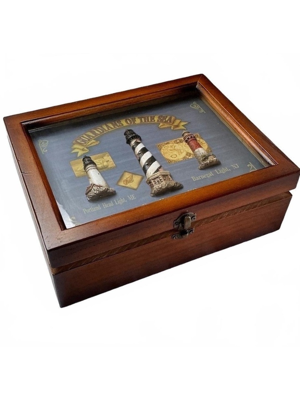Guardians of the Sea Nautical Lighthouse Wooden Shadowbox